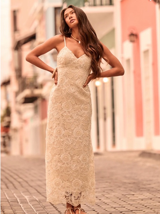 Altar'd State Dresses & Skirts - Altar'd State Cream Lace Maxi Slip Dress